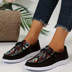 Women's Print Low Top Walking Shoes Lightweight & Comfortable Outdoor Flat Shoes