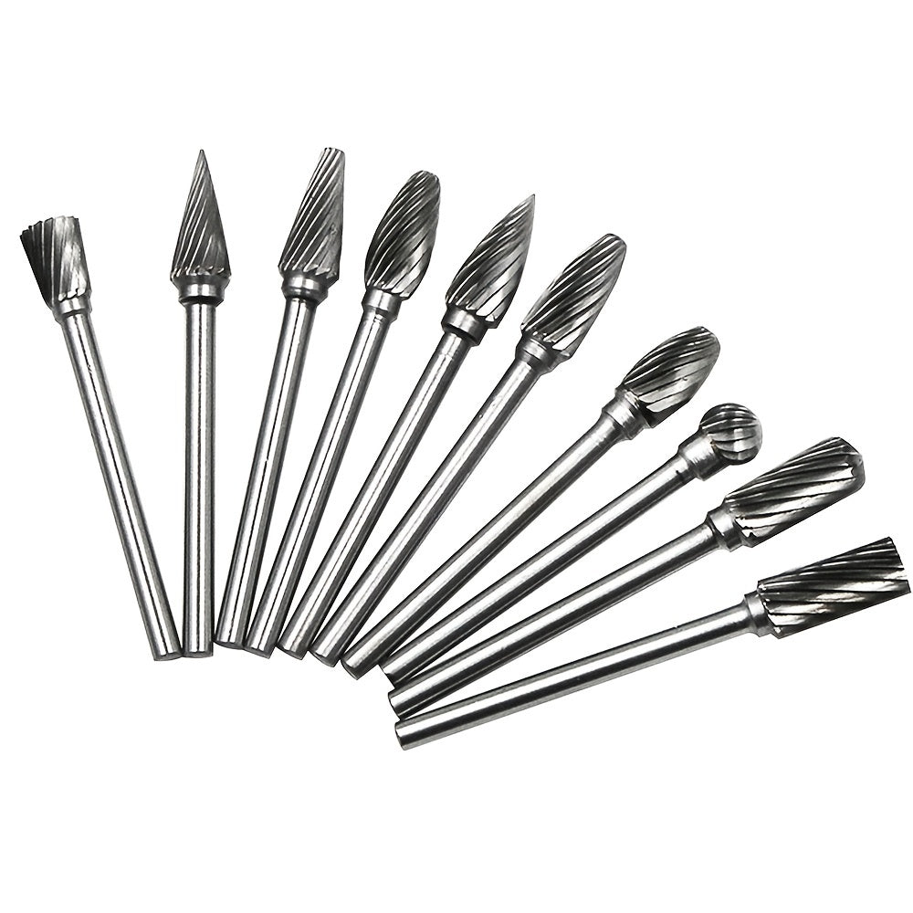 10PCs Tungsten Carbide Burr Set 1 8 Shank Diamond Files Rotary Tool