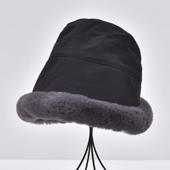 Women's Fleece Bucket Hat Thickened Fleece Hat Double layer Coldproof Warm Fishe