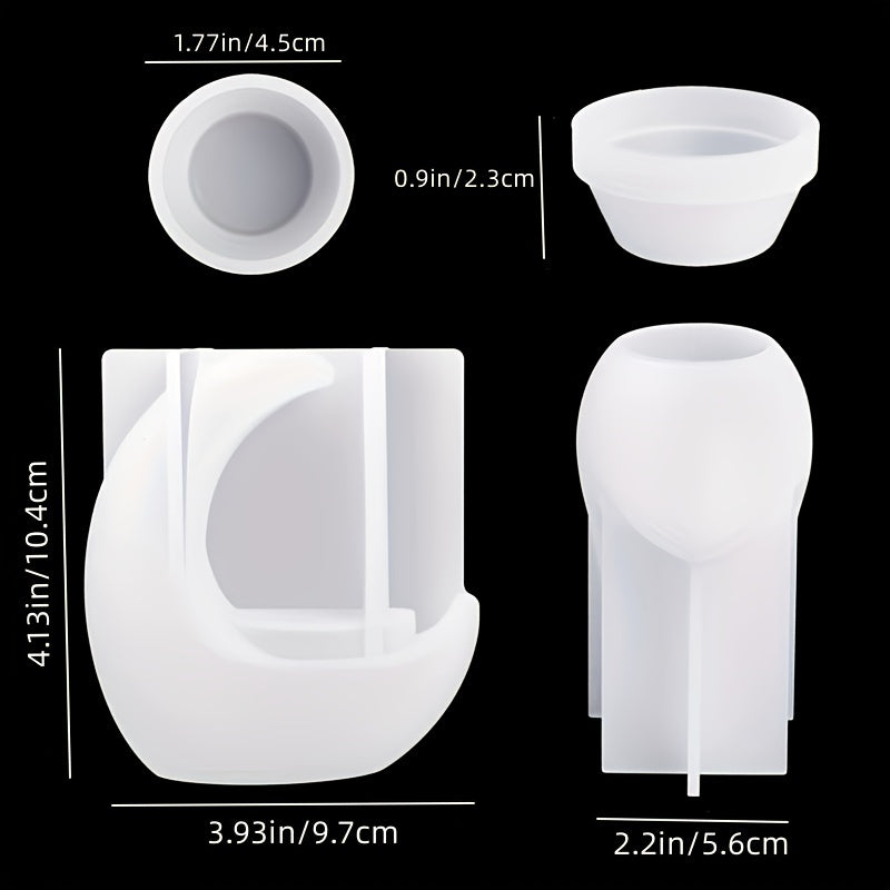 Moon Shape Candle Holder Resin Molds for DIY Candle Ornament Making