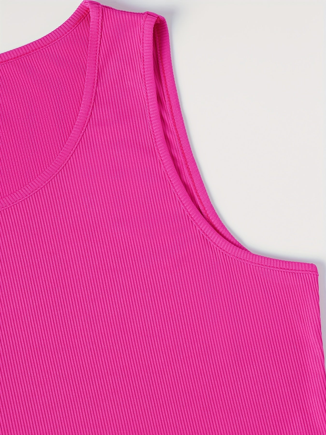 Women's Plus Solid Ribbed Tank Top & Shorts Set