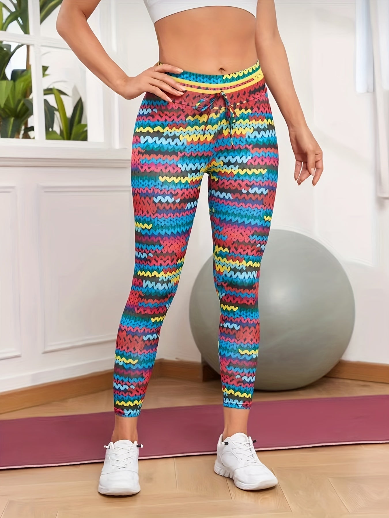 Rainbow Striped Butt Lifting Yoga Fitness Leggings