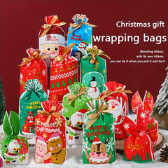 20pcs Christmas Gift Bags With Ribbon Drawstring for Candy Fruit
