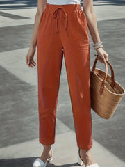 Drawstring Waist Solid Pants Casual Women's Clothing