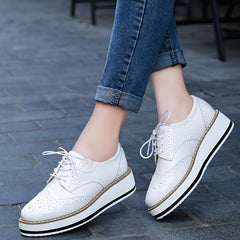 Women's Lace Up Loafer Shoes Lightweight Faux Leather Shoes