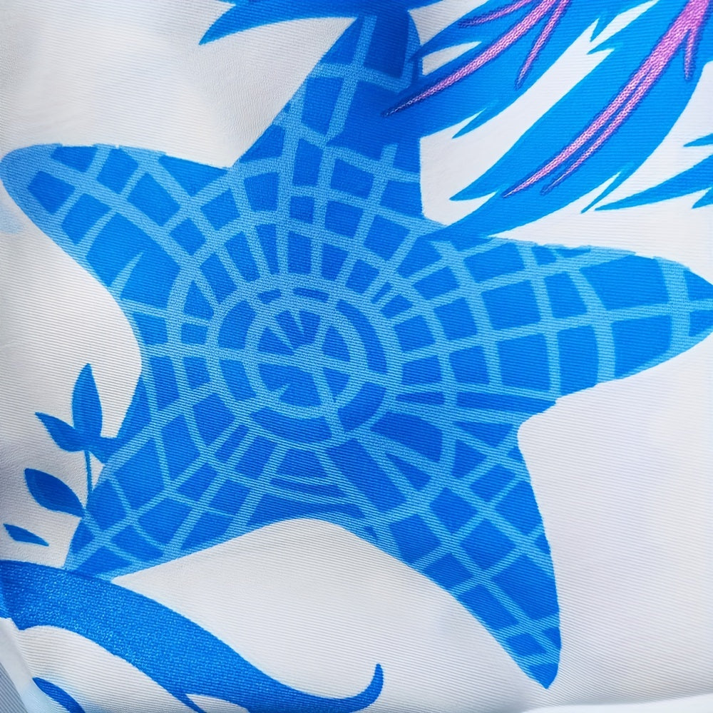 Jellyfish Print Square Scarf Oversized Cartoon Shawl Head Wraps Women