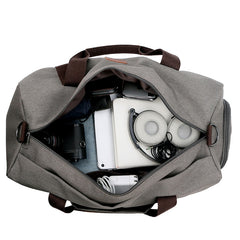 Solid Canvas Travel Bag Telescoping Handle Duffel Bag