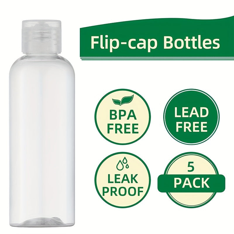 4pcs 100ml Empty Dispenser Container With Flip Top - Travel Bottle for Cosmetics
