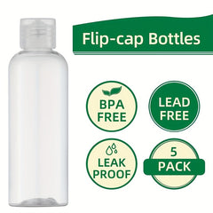 4pcs 100ml Empty Dispenser Container With Flip Top - Travel Bottle for Cosmetics