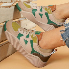 Women's Lace-Up Skater Sneakers Non-Slip Casual Shoes