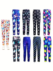 Girls Fairy Graphic Stretch Athletic Leggings High Waist Yoga Pants