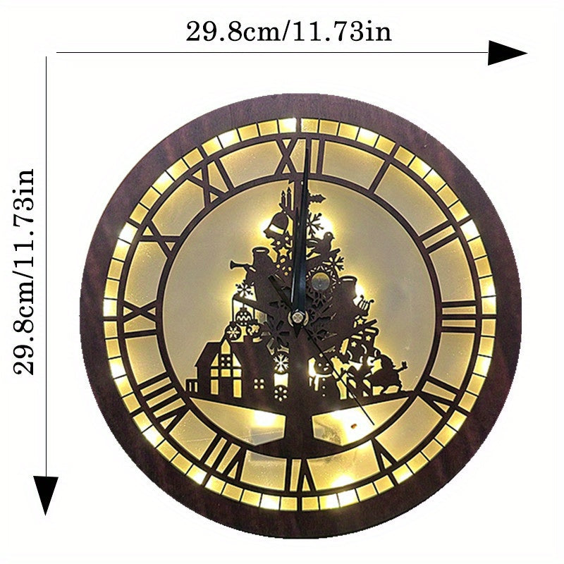 Retro Wooden Sign Hanging Clock LED Lamp