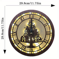 Retro Wooden Sign Hanging Clock LED Lamp