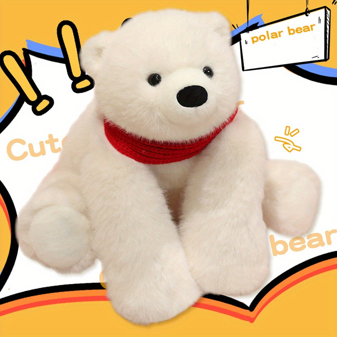 Polar Bear Plush Doll Soft Stuffed Animal with Red Scarf - Gift Home Decor