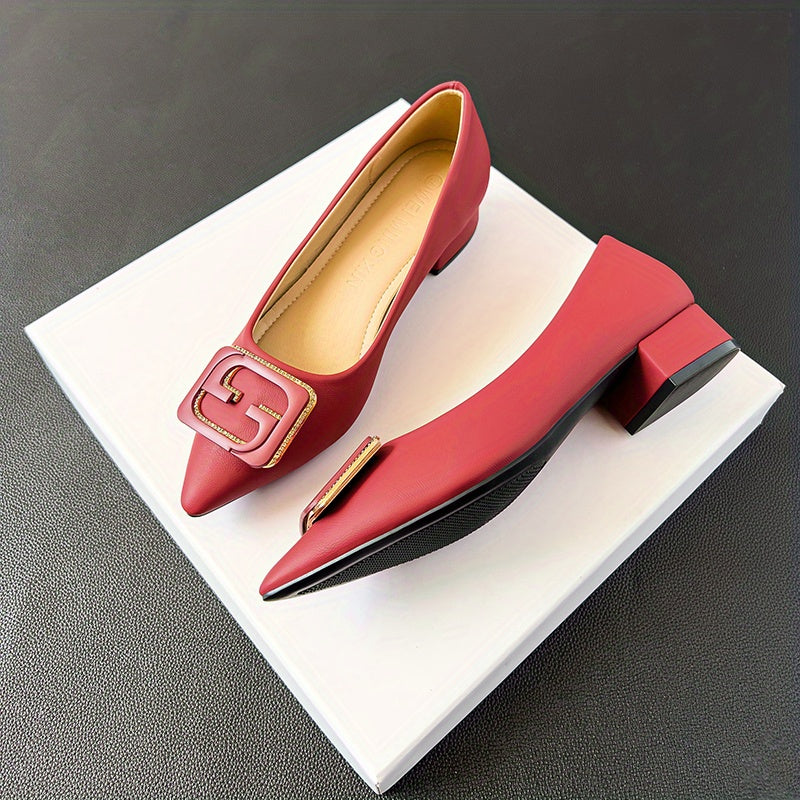 Metallic Slip On Point Toe Low Heel Shoes