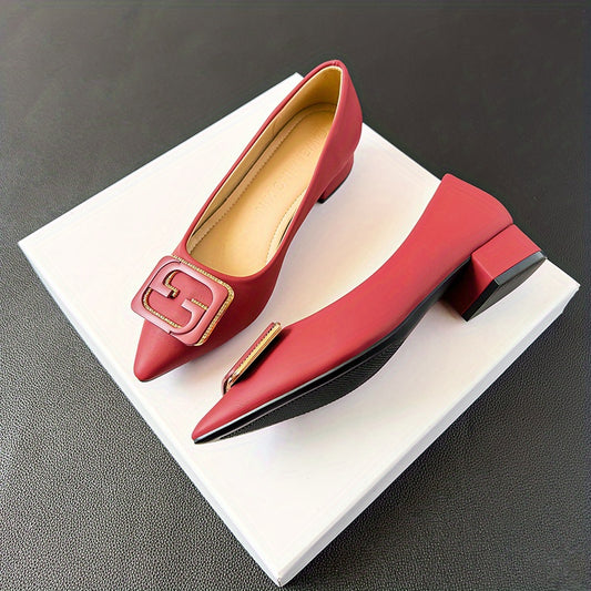 Metallic Slip On Point Toe Low Heel Shoes