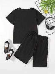 2pc Boys Casual Short Sleeve T shirt&Shorts Set Summer Kids Clothing