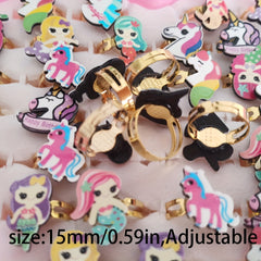 5pcs Unicorn Rings Kids Accessories Alloy Pony Animal Ring