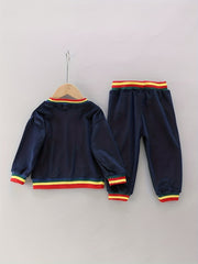 Colorful Letter Print Boys Sweatshirt & Sweatpants Set