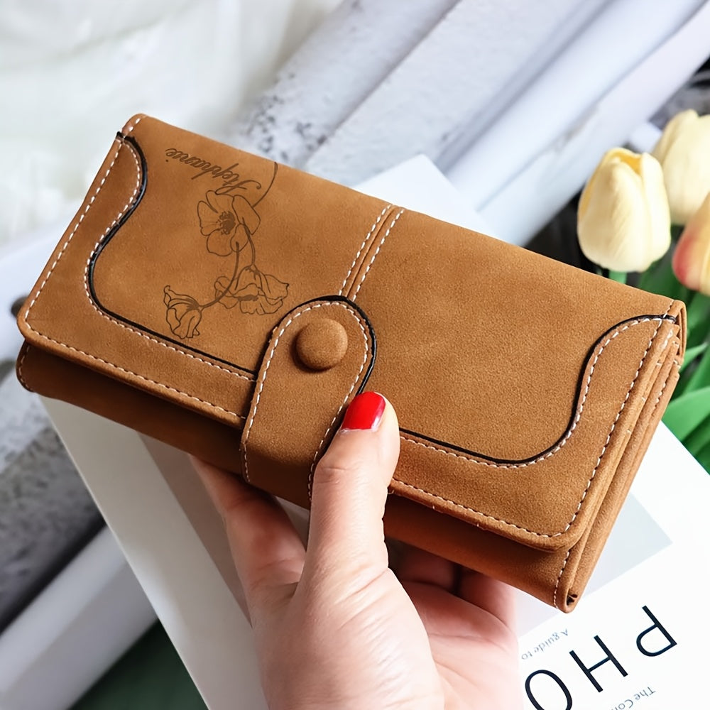 Personalized Name Wallet for Women Vintage Style with Zipper and Buckle Closure