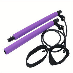 Portable Pilates Fitness Stick Elastic Resistance Band Bar
