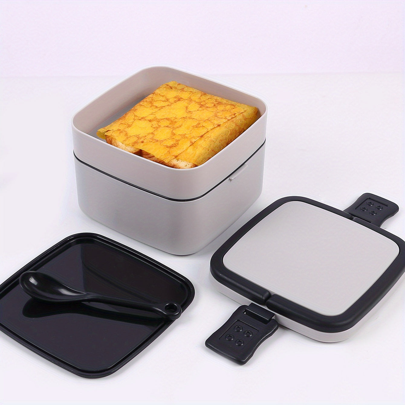 Double Layer Portable Lunch Box Microwave Bento Box Leakproof Food Container