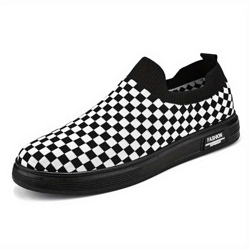 Men's Slip-on Checkered Skate Shoes Good Grip Breathable Loafers