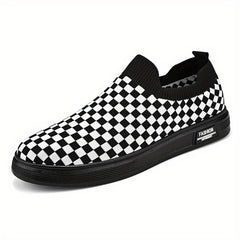 Men's Slip-on Checkered Skate Shoes Good Grip Breathable Loafers