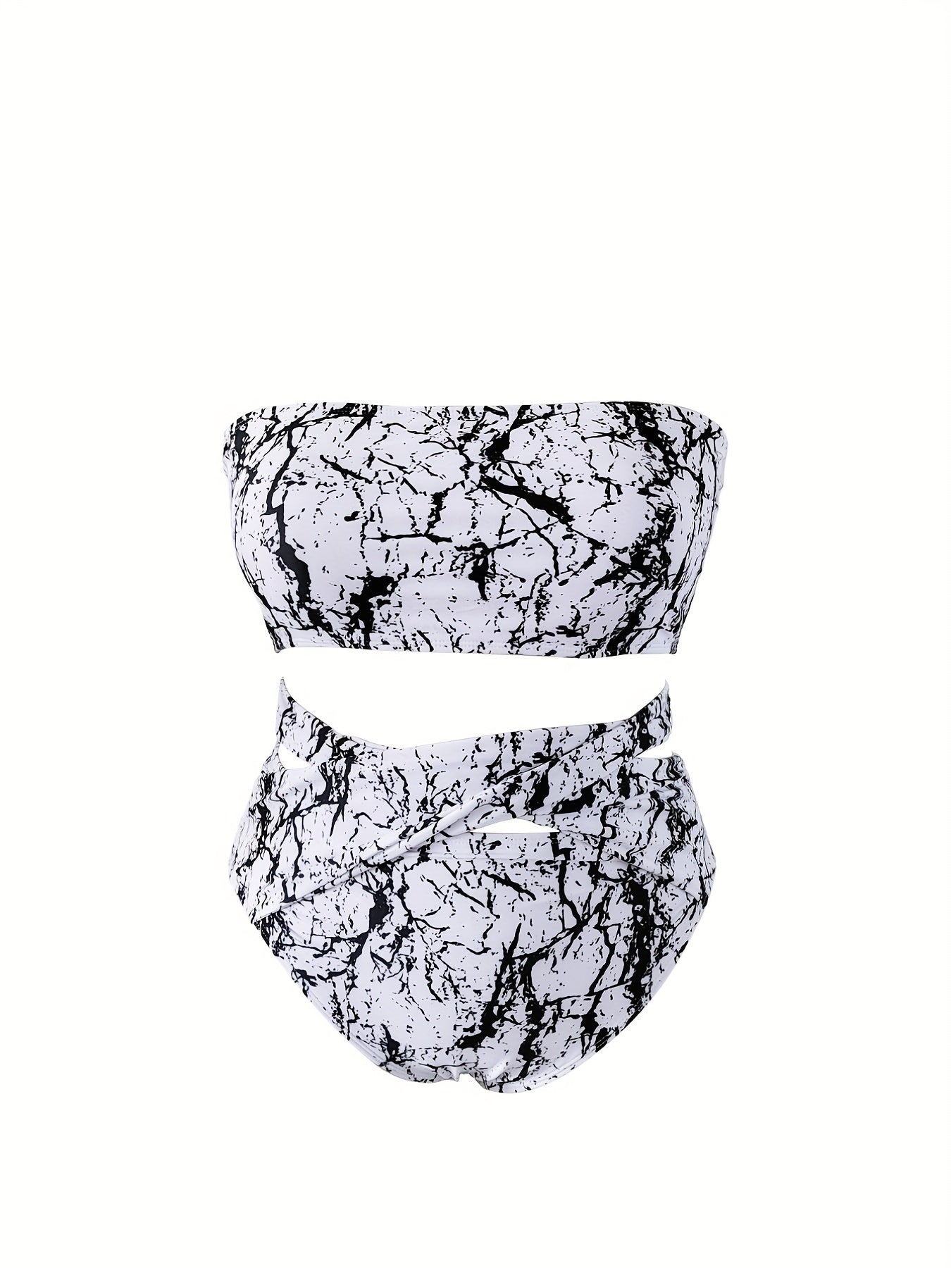 Tie Dye Swimsuit Set Tube Top & Tummy Control Und