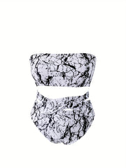 Tie Dye Swimsuit Set Tube Top & Tummy Control Und