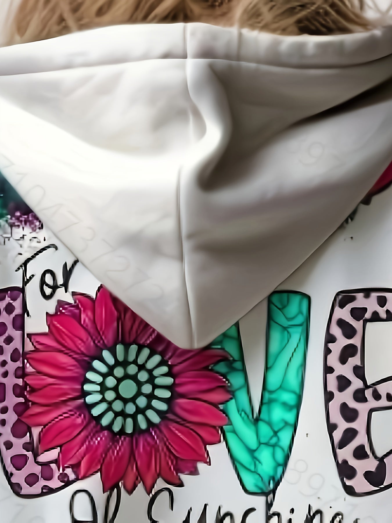 Western Style LOVE Print Sunflower Graphic Hoodies Girls Pullover
