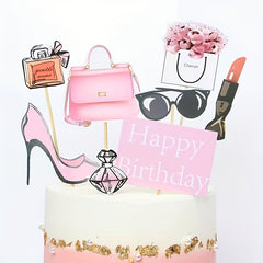 8pcs Birthday Cake Decoration Set - Makeup Theme