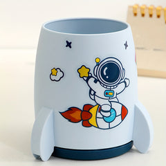 Cartoon Rocket Pen Holder Large Capacity Multifunctional Storage Box