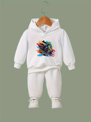 Motor Biker Long Sleeve Hoodie & Sweatpants Set