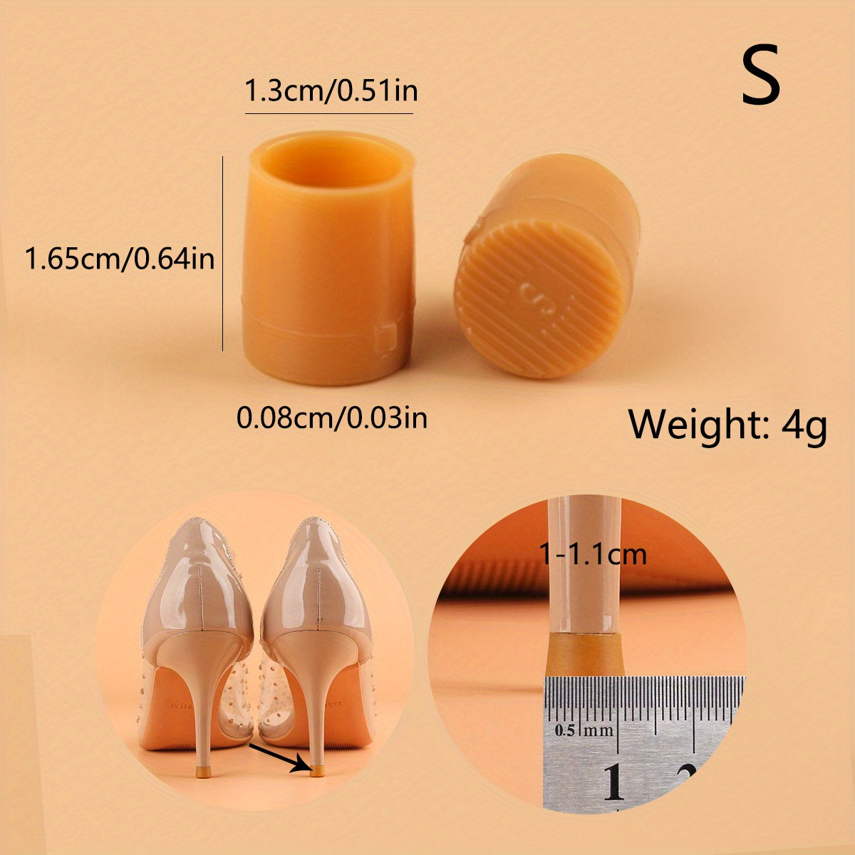 2 Pairs High Heel Soft Rubber Protective Cover Apricot Yellow
