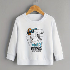Funny Dinosaur Print Boys Sweatshirt Long Sleeve Crew Neck Tops