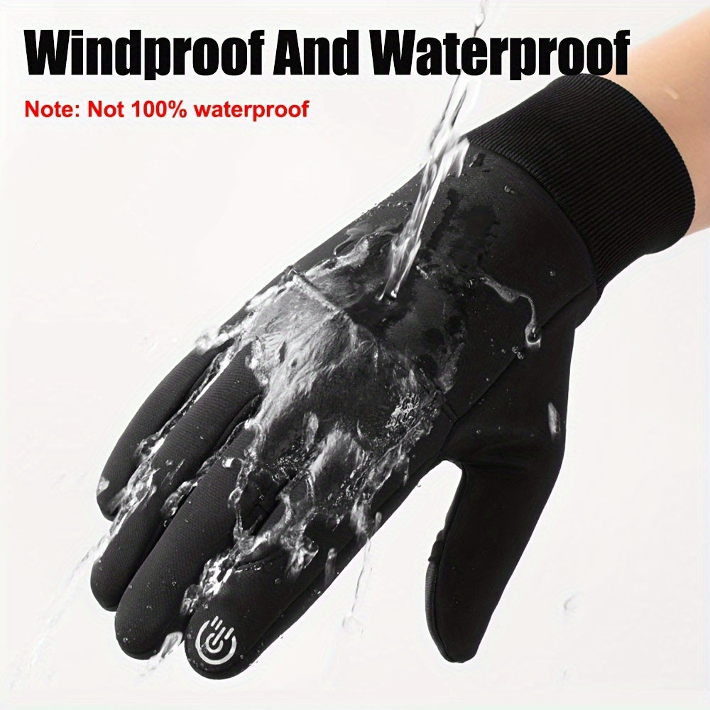 Men's Waterproof Cycling Gloves Fleece Lining Touch Screen Skiing Running