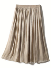 High Waist Pleated Skirt Solid Color Summer Women's Clothing