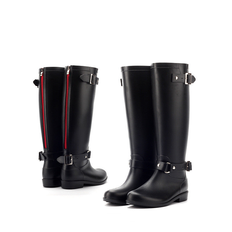 Women's Low Heel Rain Boots Solid Buckle Waterproof Outdoor Shoes
