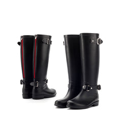 Women's Low Heel Rain Boots Solid Buckle Waterproof Outdoor Shoes