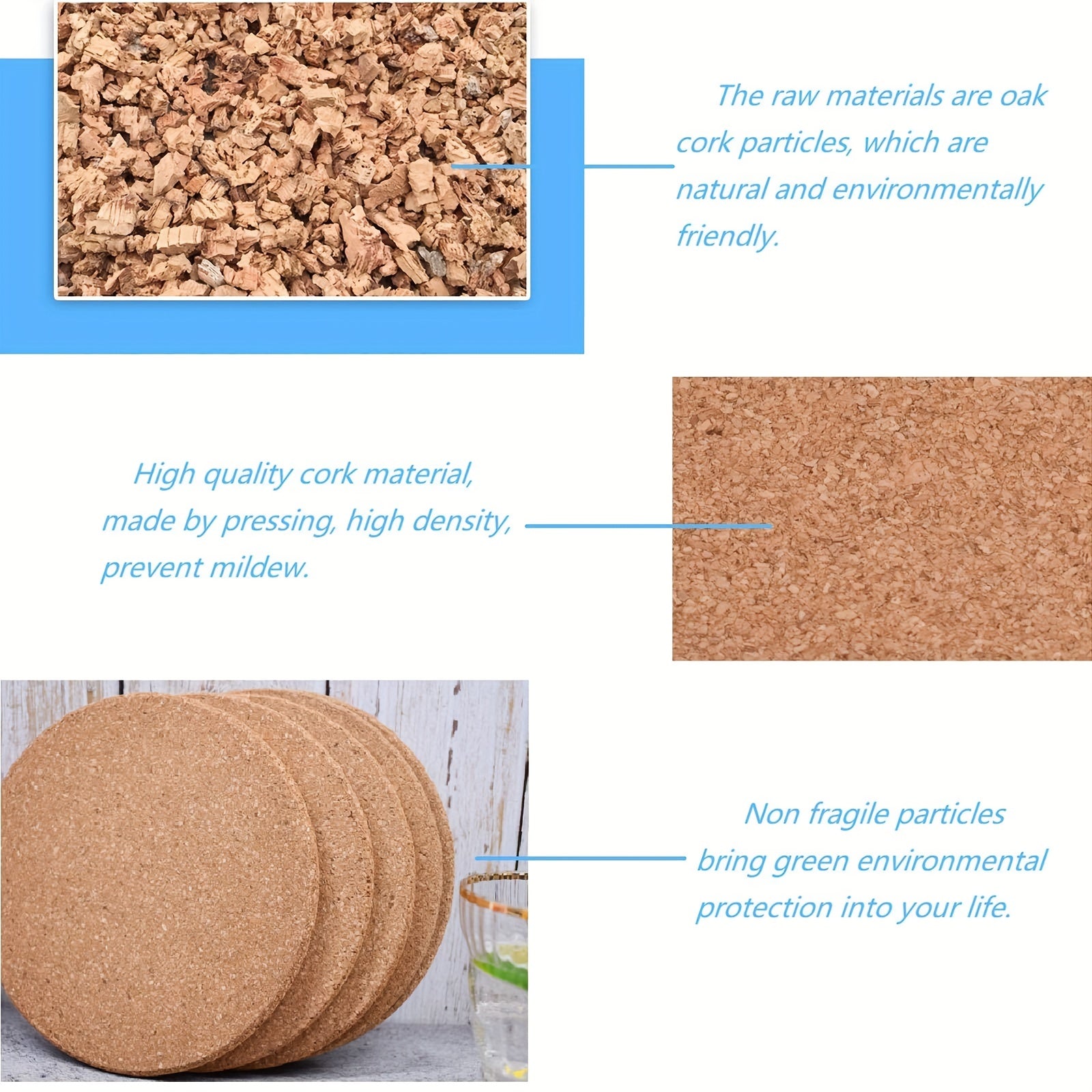 Self Adhesive Cork Squares 6 Pack 4 X 4 Board Sheets Tiles 1.5 Thickness