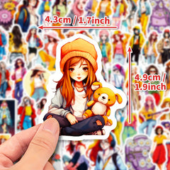 50pcs Waterproof Lady Stickers for Water Bottles Laptops Phones Skateboa
