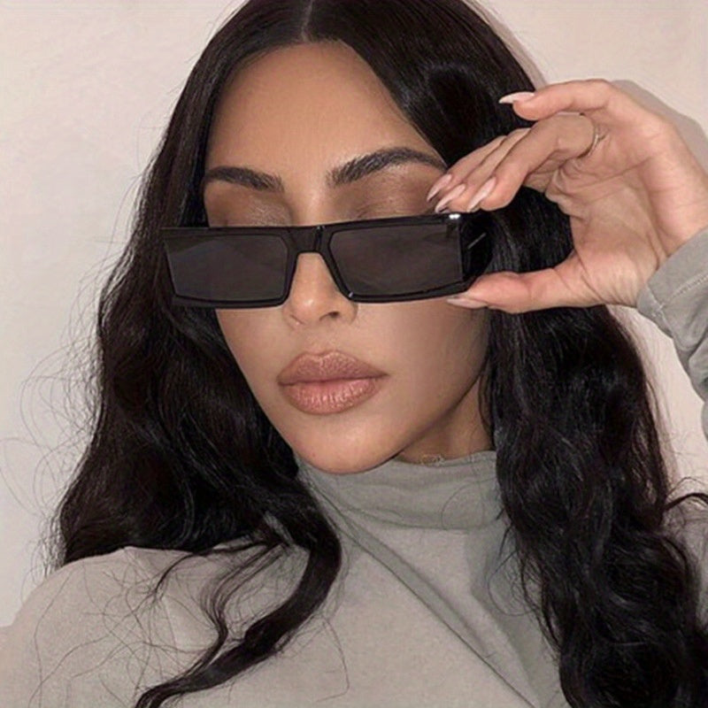 Square Frame Sunglasses Minimalist Flat Top Punk Eyewear UV Blocking