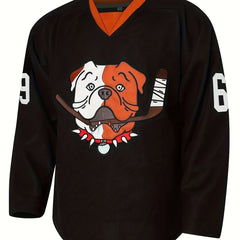 Men's Dog Pattern Hockey Jersey Long Sleeve Tee