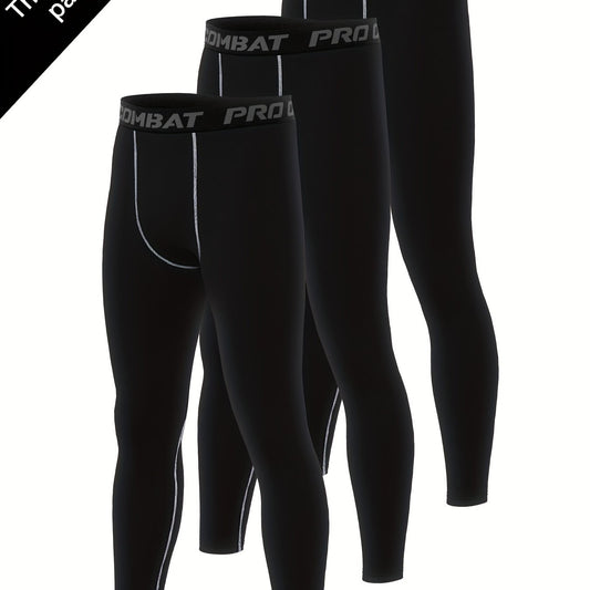 Men's 3pcs Leggings Active Sports Compression Pants