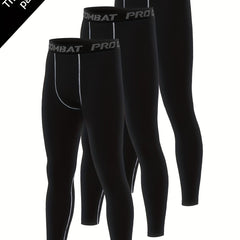 Men's 3pcs Leggings Active Sports Compression Pants