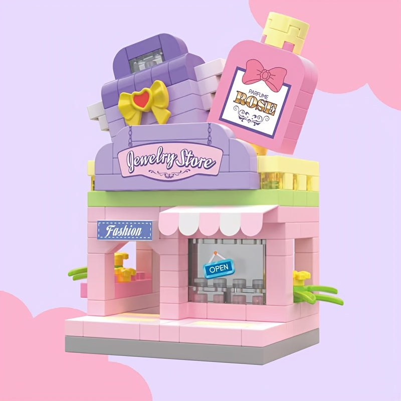 Urban Street Scene Building Block Model Toy DIY Ornament Desktop Gift