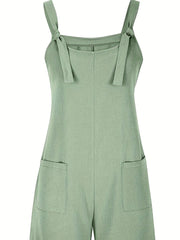 Sleeveless Wide Leg Pocket Front Romper Women's Clothing