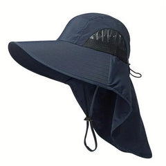 Unisex Mesh Sun Hat With Neck Flap Wide Brim Boonie Hat For Hiking Fishing