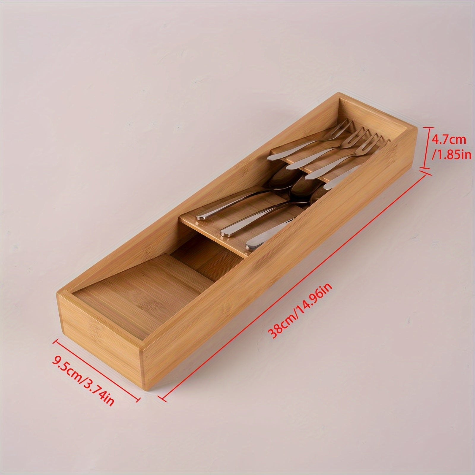 Bamboo Drawer Divider Organizer Cutlery Tray Kitchen Utensil Holder